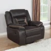 Greer Upholstered Swivel Glider Recliner Chair Brown - COA-651356