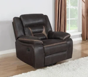 Greer Upholstered Swivel Glider Recliner Chair Brown - COA-651356