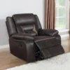 Greer Upholstered Swivel Glider Recliner Chair Brown - COA-651356