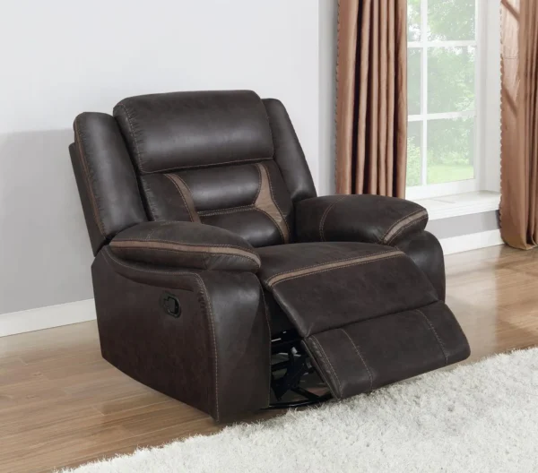 Greer Upholstered Swivel Glider Recliner Chair Brown - COA-651356