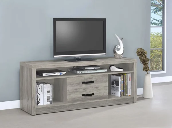 Burke 2-drawer Engineered Wood 59-inch TV Stand Grey Driftwood - COA-701024