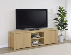 701653_01-7057276 Laurelton 78-inch 4-door TV Stand Media Console Light Oak - COA-701653