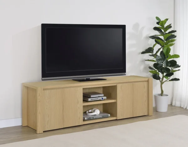 701653_01-7057276 Laurelton 78-inch 4-door TV Stand Media Console Light Oak - COA-701653