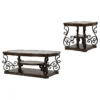 Laney 2-piece Glass Top Coffee and End Table Set Dark Merlot - COA-702448-S2