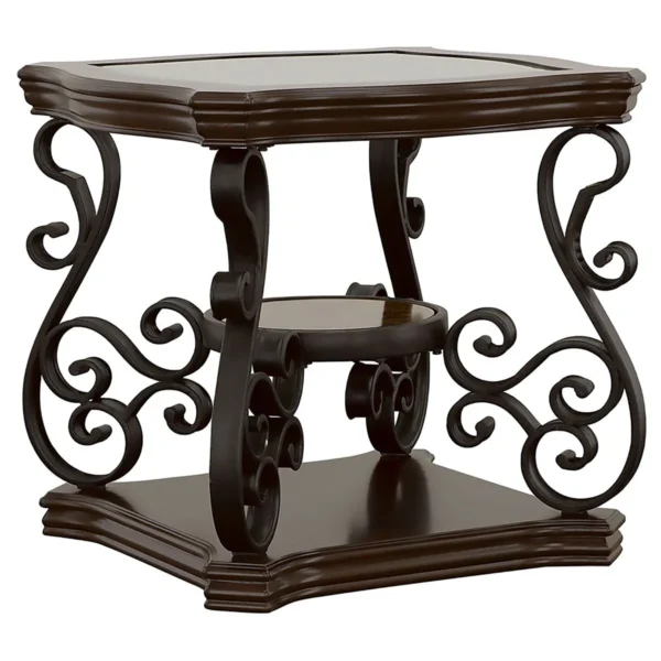 Laney 2-piece Glass Top Coffee and End Table Set Dark Merlot - COA-702448-S2