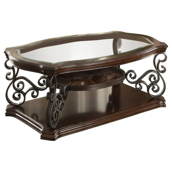 Laney 2-piece Glass Top Coffee and End Table Set Dark Merlot - COA-702448-S2