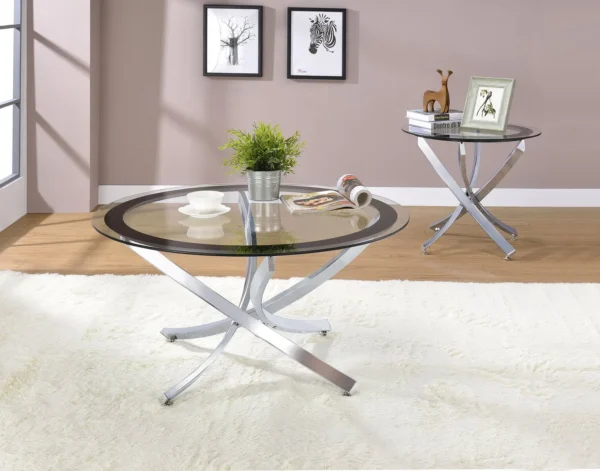 Brooke 2-piece Round Coffee and End Table Set Chrome - COA-702588-S2
