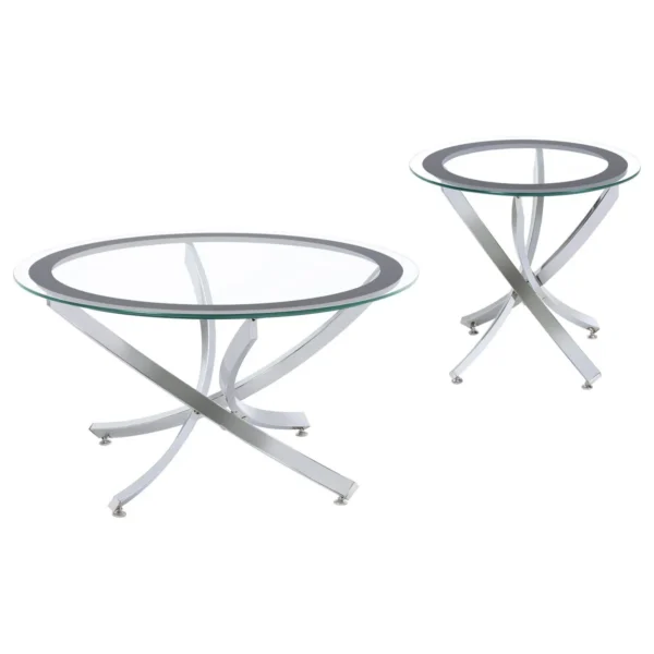Brooke 2-piece Round Coffee and End Table Set Chrome - COA-702588-S2