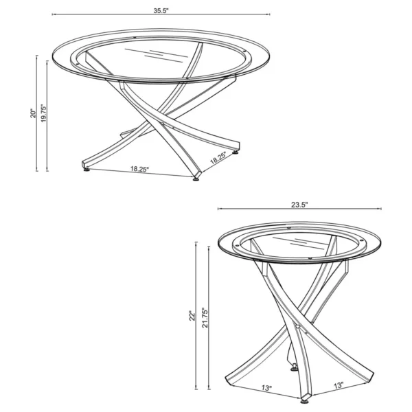 Brooke 2-piece Round Coffee and End Table Set Chrome - COA-702588-S2