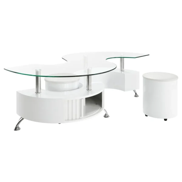 Buckley 3-piece Coffee Table and Stools Set White High Gloss - COA-703400