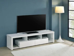704251_01-7056334 Jude 2-drawer Engineered Wood 71-inch TV Stand High Gloss White - COA-704251