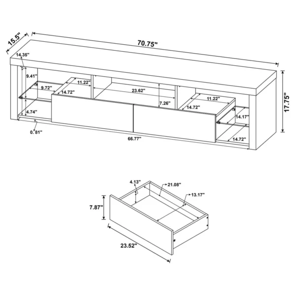 Jude 2-drawer Engineered Wood 71-inch TV Stand High Gloss White - COA-704251