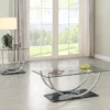 Danville 2-piece Glass Top Coffee and End Table Set Chrome - COA-704988-S2