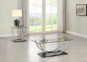 Danville 2-piece Glass Top Coffee and End Table Set Chrome - COA-704988-S2