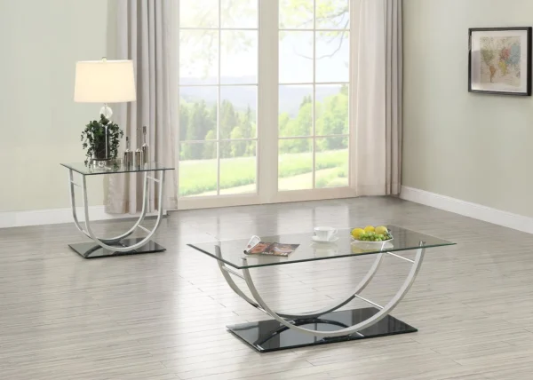 Danville 2-piece Glass Top Coffee and End Table Set Chrome - COA-704988-S2