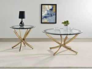 Brooke 2-piece Round Coffee and End Table Set Rose Brass - COA-707888-S2