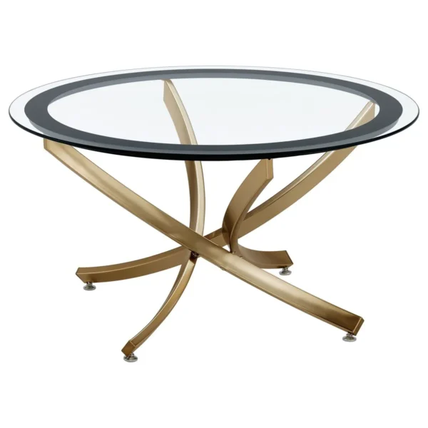 Brooke 2-piece Round Coffee and End Table Set Rose Brass - COA-707888-S2