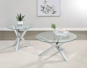 Kenzie 2-piece Round Coffee and End Table Set Chrome - COA-708128-S2