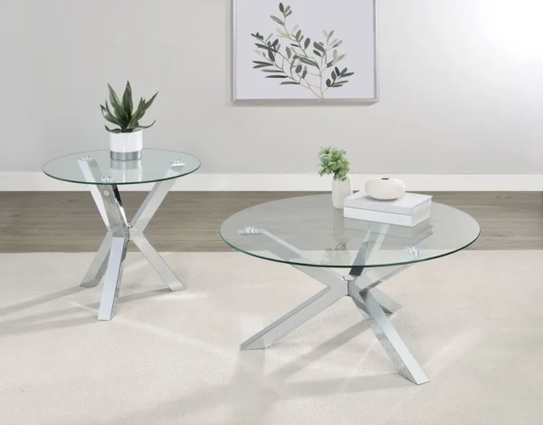 Kenzie 2-piece Round Coffee and End Table Set Chrome - COA-708128-S2