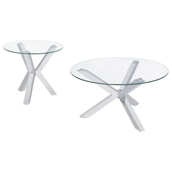 Kenzie 2-piece Round Coffee and End Table Set Chrome - COA-708128-S2