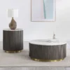 Jason 2-piece Round White Marble Coffee Table Set Charcoal - COA-710418-S2