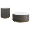 Jason 2-piece Round White Marble Coffee Table Set Charcoal - COA-710418-S2