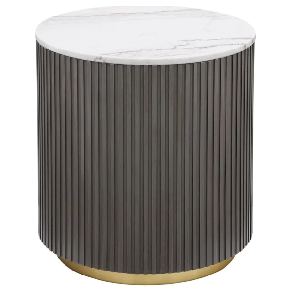 Jason 2-piece Round White Marble Coffee Table Set Charcoal - COA-710418-S2