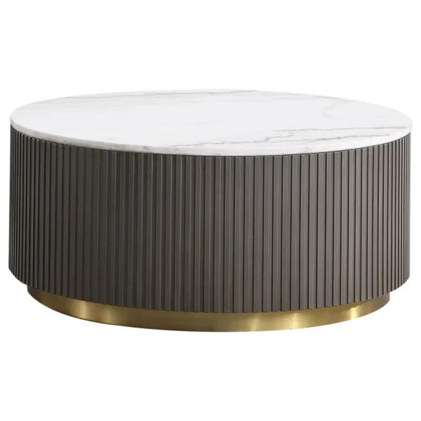 Jason 2-piece Round White Marble Coffee Table Set Charcoal - COA-710418-S2