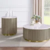 Jason 2-piece Round White Marble Coffee Table Set Greige - COA-711418-S2