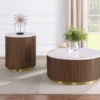 Jason 2-piece Round White Marble Coffee Table Set Honey Brown - COA-712418-S2