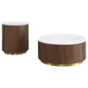 Jason 2-piece Round White Marble Coffee Table Set Honey Brown - COA-712418-S2
