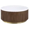 Jason 2-piece Round White Marble Coffee Table Set Honey Brown - COA-712418-S2