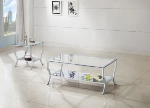 Saide 2-piece Glass Top Coffee and End Table Set Chrome - COA-720338-S2