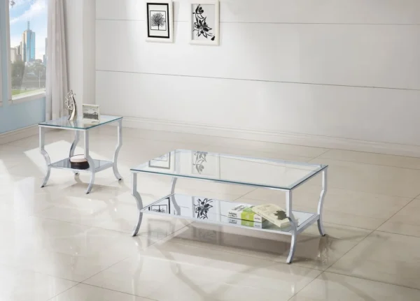 Saide 2-piece Glass Top Coffee and End Table Set Chrome - COA-720338-S2