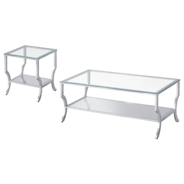 Saide 2-piece Glass Top Coffee and End Table Set Chrome - COA-720338-S2