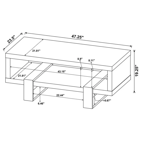Dinard Engineered Wood Cocktail Coffee Table Grey Driftwood - COA-720878