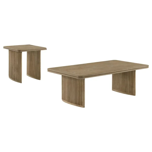 Adina 2-piece Wood Coffee Table Set Distressed Light Brown - COA-722858-S2