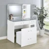Flora 2-drawer Vanity Set with LED Mirror White High Gloss - COA-930218