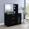 Flora 2-drawer Vanity Set with LED Mirror Black High Gloss - COA-930219