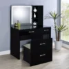 Flora 2-drawer Vanity Set with LED Mirror Black High Gloss - COA-930219
