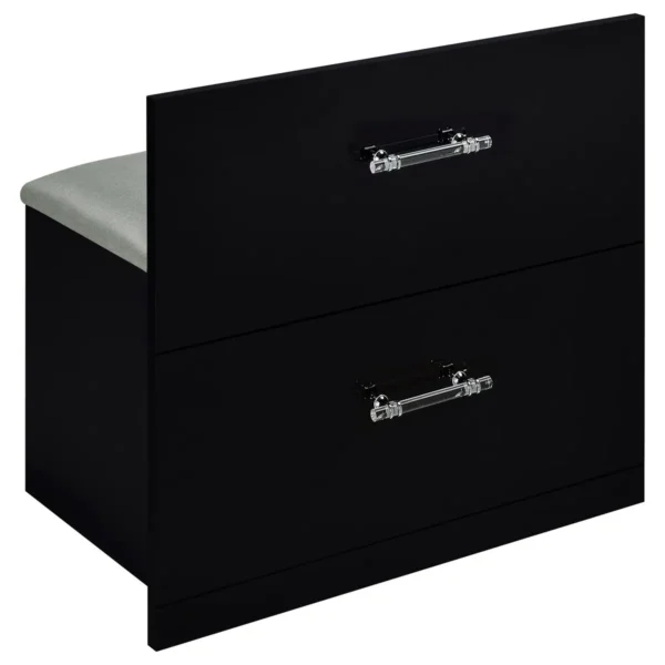 Flora 2-drawer Vanity Set with LED Mirror Black High Gloss - COA-930219