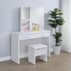 Bunbury Makeup Vanity Table Set Storage Mirror and Stool White - COA-930280