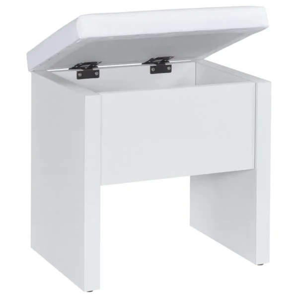 Bunbury Makeup Vanity Table Set Storage Mirror and Stool White - COA-930280