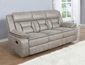 Greer Upholstered Motion Reclining Sofa Taupe - COA-651351