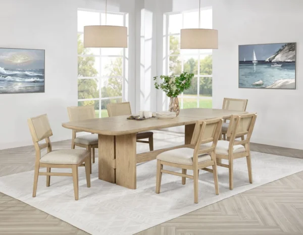 Kailani 7-piece Rectangular Wood Dining Table Set Beige Oak - COA-109381-S7