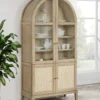 Kailani 4-Door Cane Dining Vitrine Display Cabinet Beige Oak - COA-109386