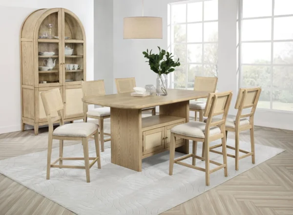 Kailani 4-Door Cane Dining Vitrine Display Cabinet Beige Oak - COA-109386
