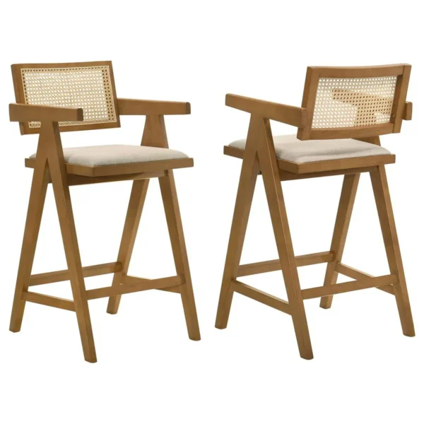 Kane Woven Rattan Wood Bar Chair Light Walnut (Set of 2) - COA-182677