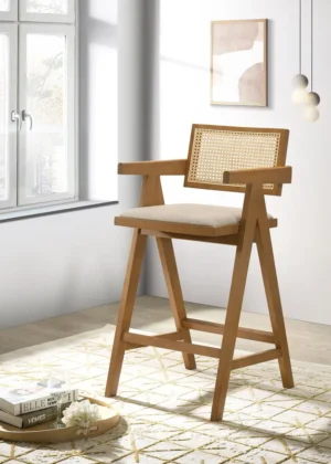 Kane Woven Rattan Wood Bar Chair Light Walnut (Set of 2) - COA-182677