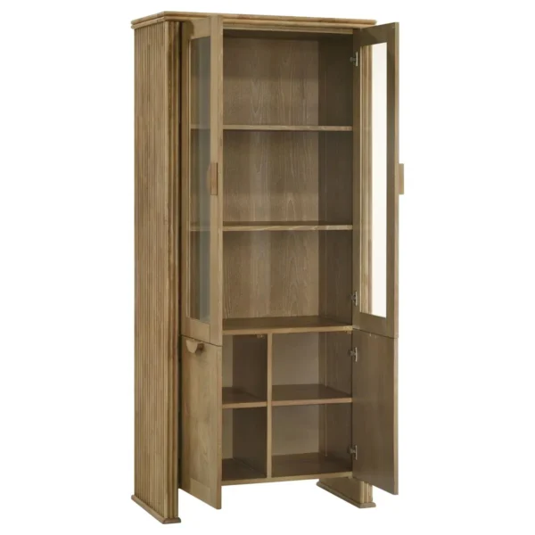Adina 77-inch Tall Display Cabinet Distressed Light Brown - COA-193616